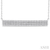 1/4 Ctw Bar Triple Row Round Cut Diamond Necklace in 10K White Gold